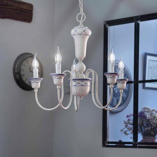 provensalsky klasicky modry malovany luster elegantna obcianska lampa osvetlenie obyvacka ferroluce c270 mediteransky luxus kvalitne provence country balaton chata vidiek.jpg